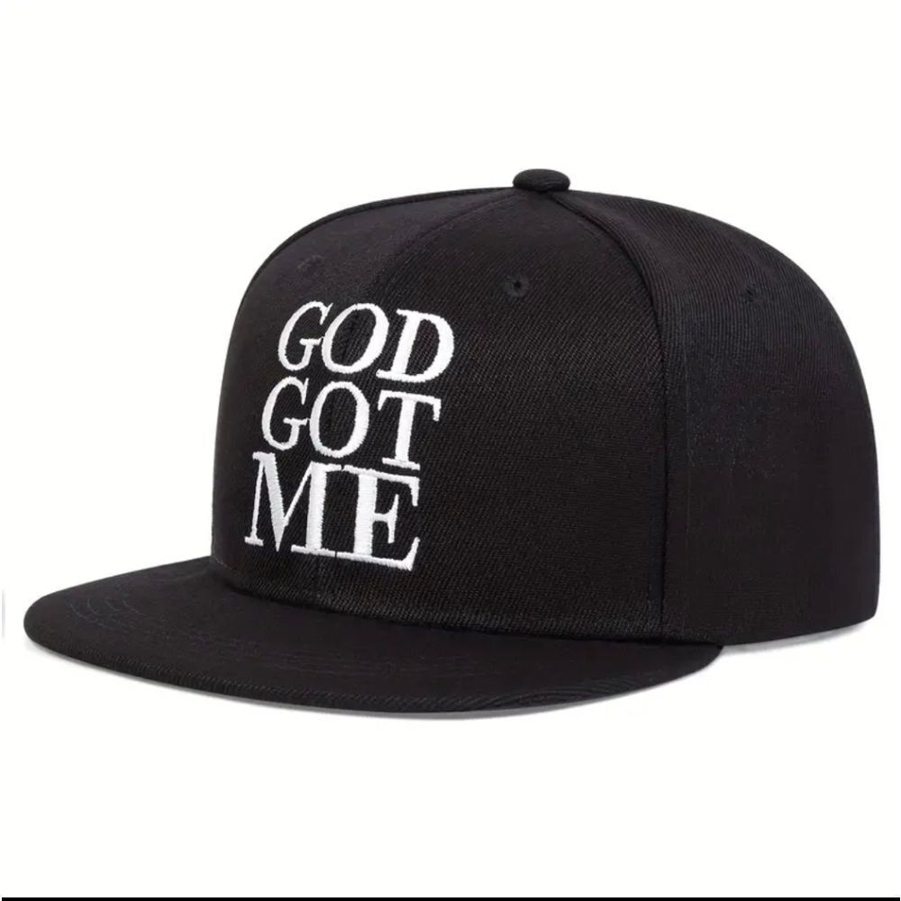 GOD GOT ME Men's Embroidered Hip Hop Hat - Adjustable UV Protection Casual Hat